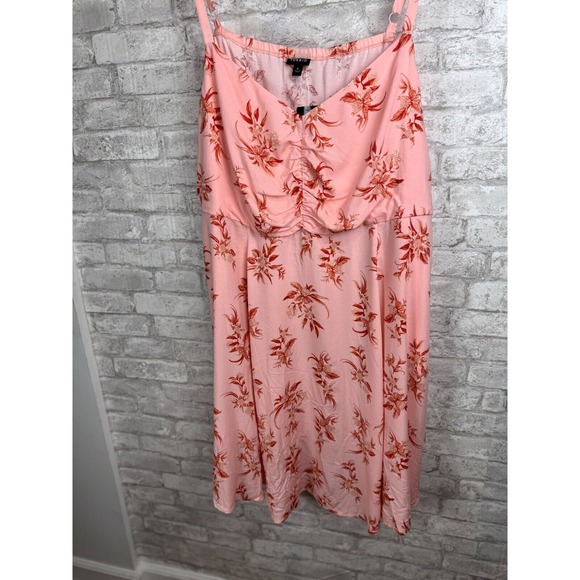Torrid Babydoll Dress 4 4X Pink Wash Challis Skater Whimsy Daisy Floral Pockets‎ - Picture 3 of 13